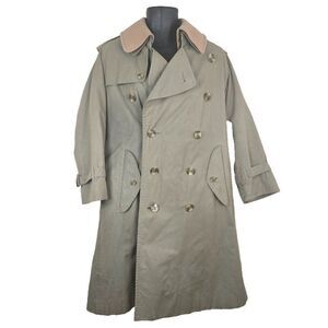 Burberrys Vintage Kensington Belted Trench Coat Womens 10 Khaki Nova Wool Lined